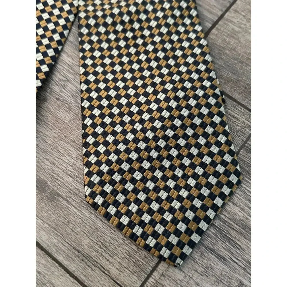 Brooks Brothers Makers 100% Silk Checked Print Neck Tie